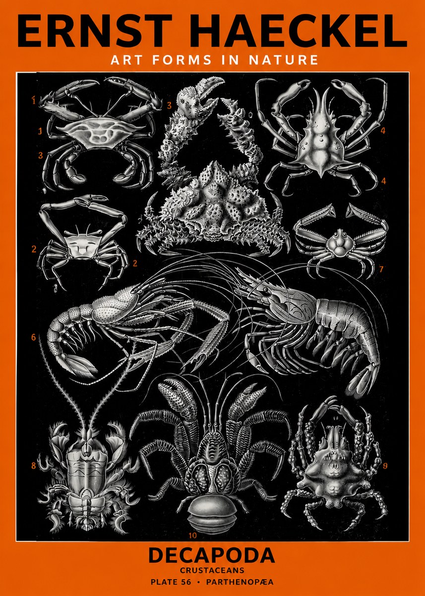 Ernst Haeckel Decapoda Brachyura and Macrura Plate 86 No6 - Poster