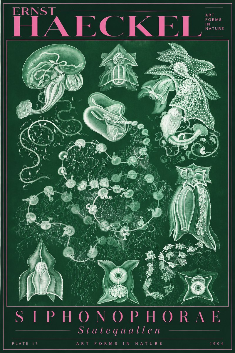 Ernst Haeckel Siphonophorae. — Statequallen. Plate 17 No5 - Poster
