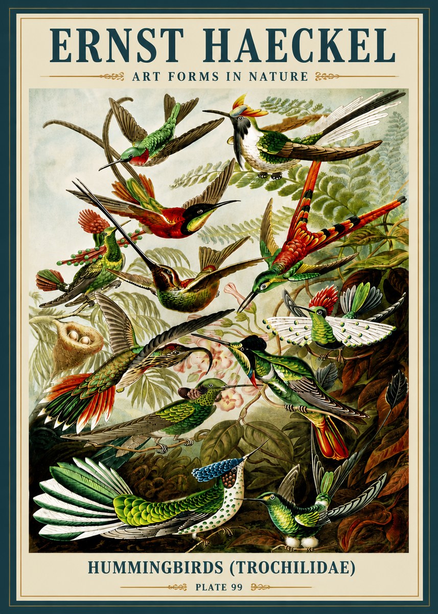 Ernst Haeckel Trochilidae - Hummingbirds No6 - Poster