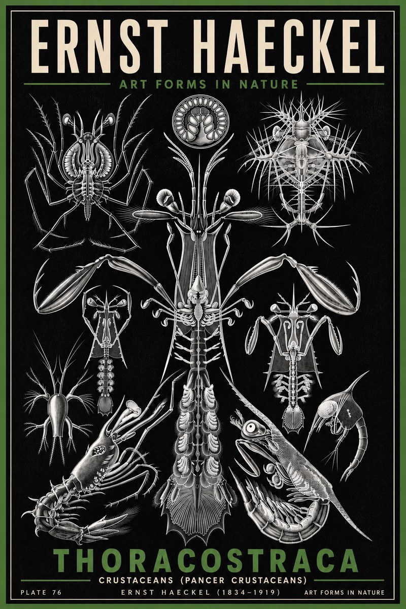Ernst Haeckel Thoraocostraca - Crustaceans - Plate 76 No6 - Poster