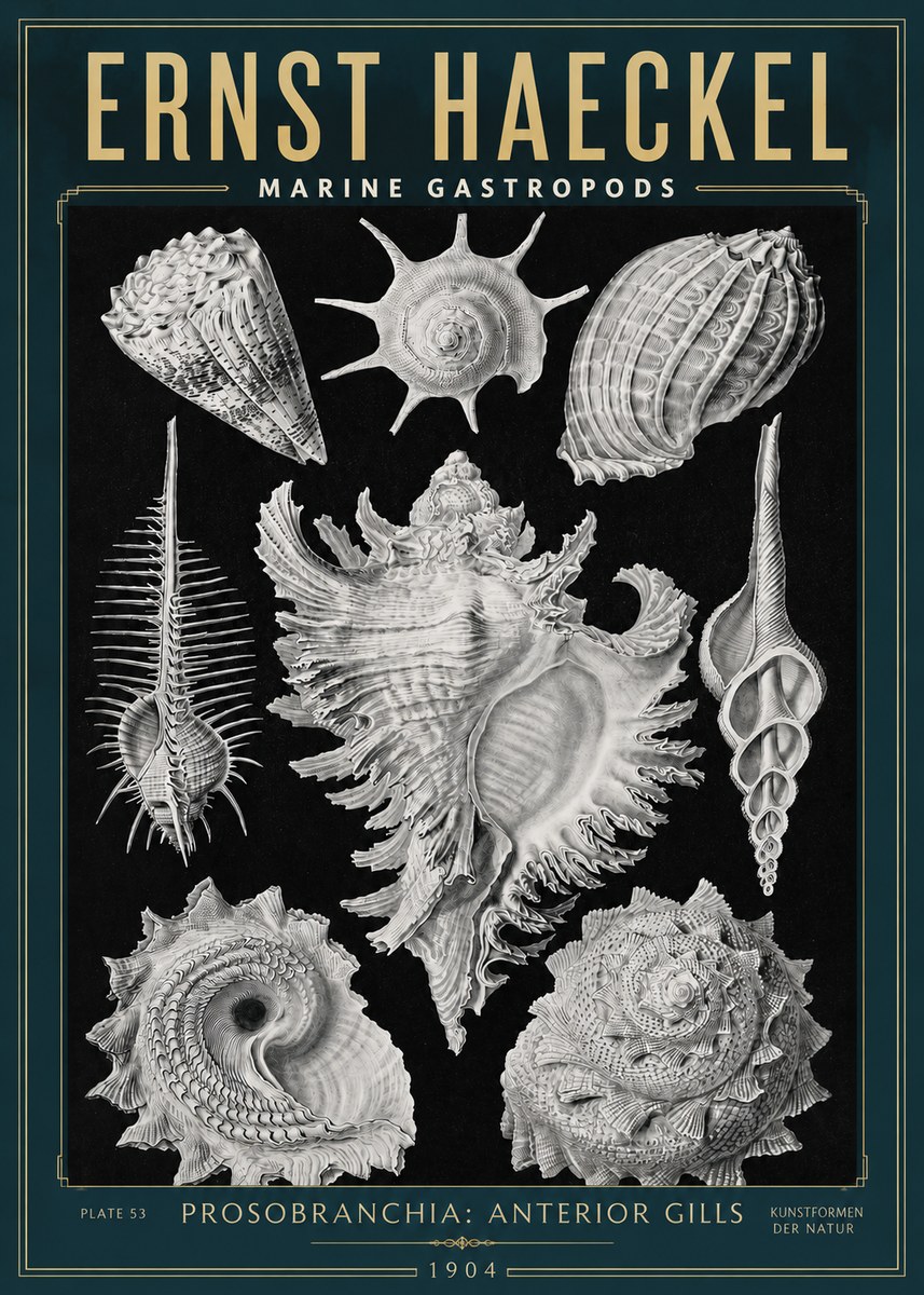 Ernst Haeckel Prosobranchia - Marine Gastropods No3 - Poster