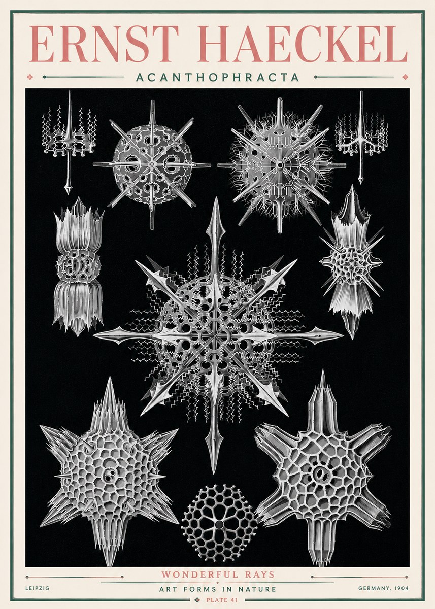 Ernst Haeckel Acanthophracta - Wonderful Rays No3 - Poster