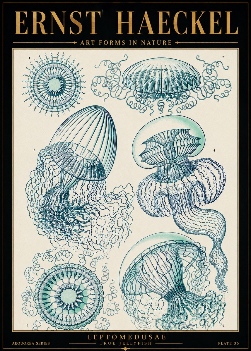 Ernst Haeckel Leptomedusae True Jellyfish No5 - Poster