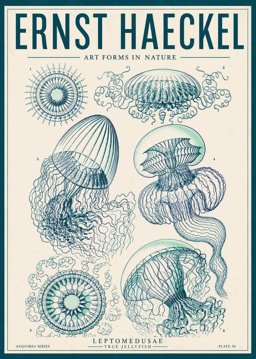 Ernst Haeckel Leptomedusae True Jellyfish No6 - Poster
