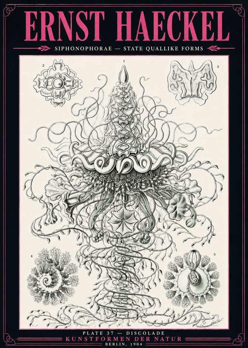 Ernst Haeckel Siphonophorae – State Quallike Forms No3 - Poster