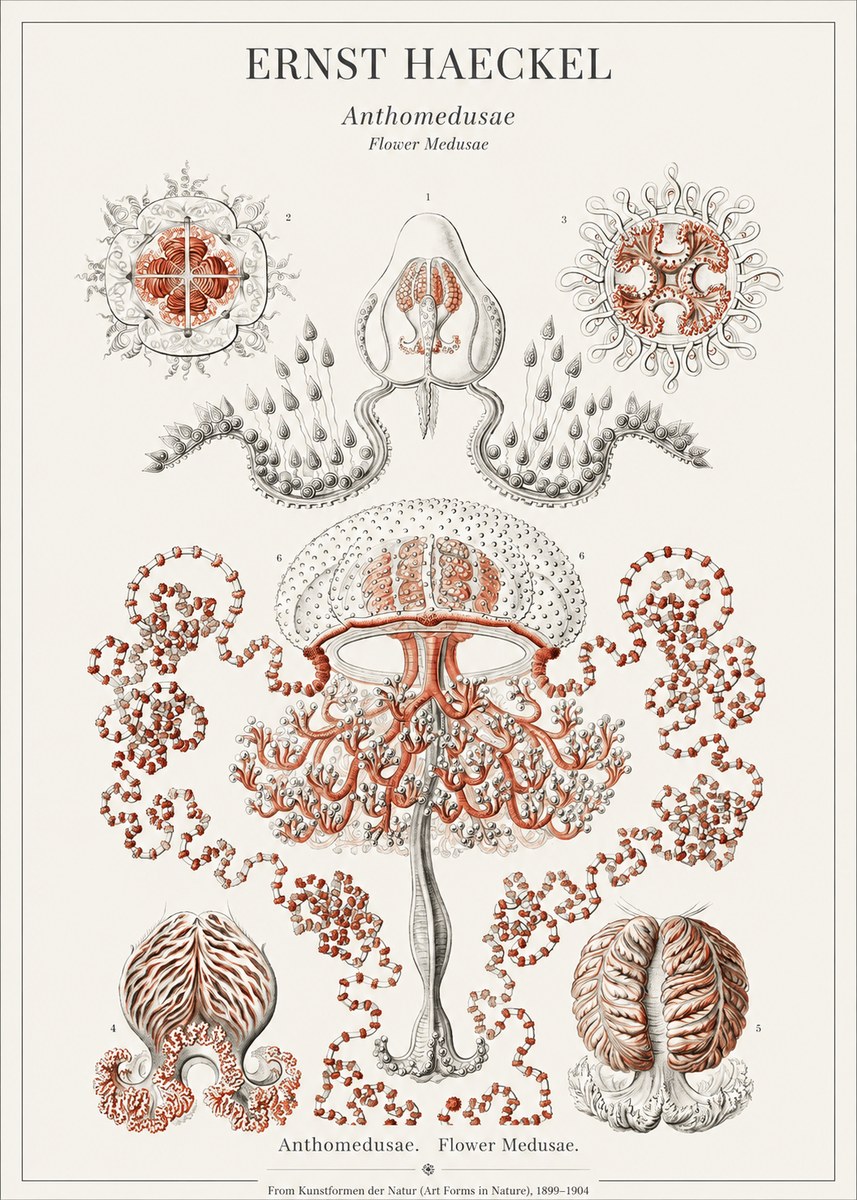 Ernst Haeckel Anthomedusae. Flower Medusae. No1 - Poster
