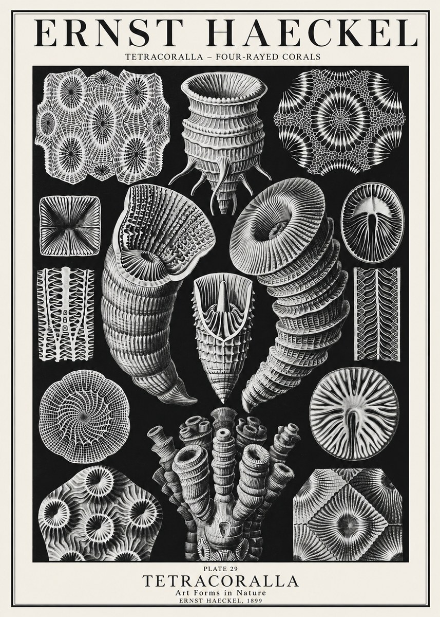 Ernst Haeckel Tetracoralla - Four-rayed Corals No1 - Poster