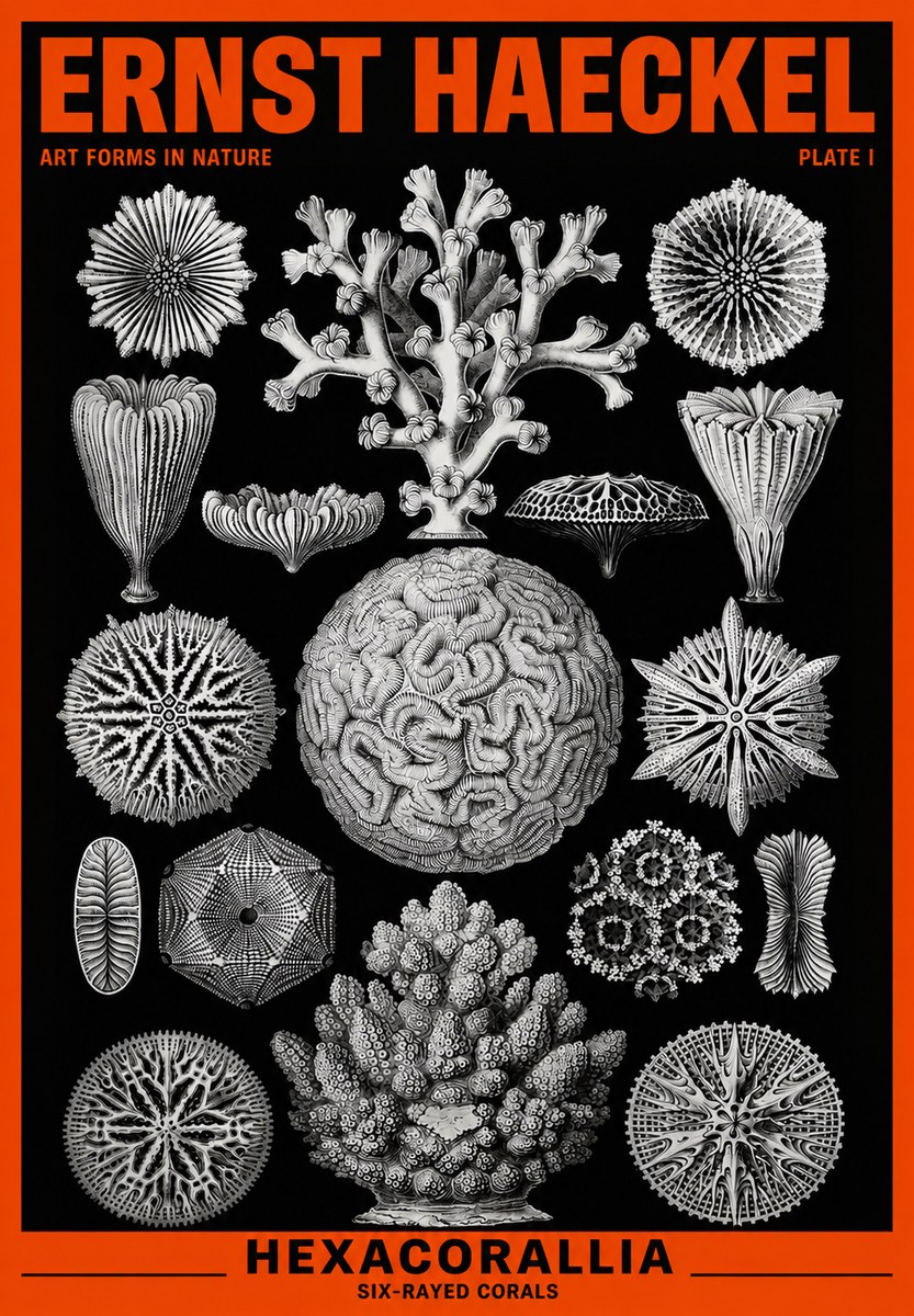 Ernst Haeckel Hexacoralla – Six-rayed Corals No6 - Poster