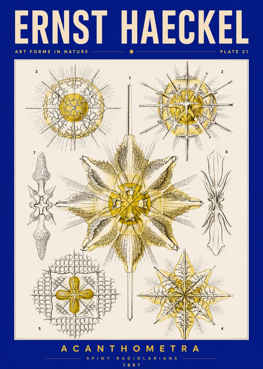 Ernst Haeckel Acanthometra - Star Radiolarians No5 - Poster