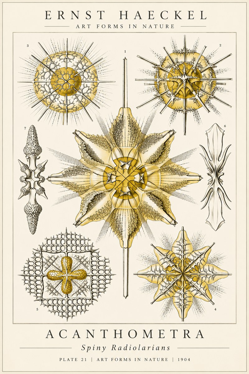 Ernst Haeckel Acanthometra - Star Radiolarians No6 - Poster