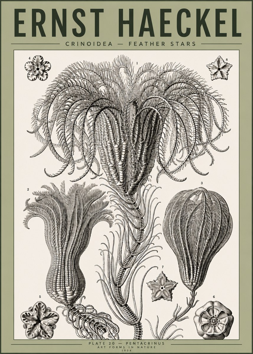 Ernst Haeckel Crinoidea - Palm Lilies No4 - Poster