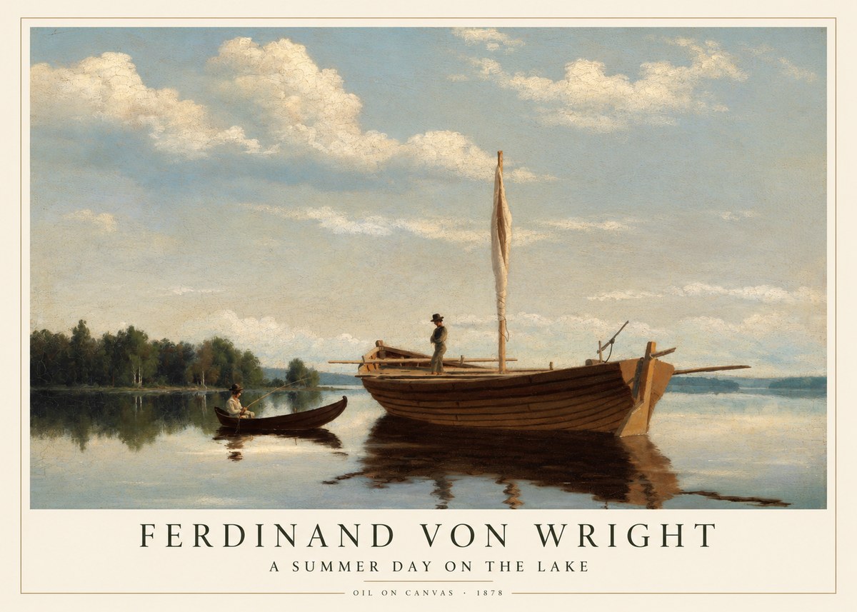 Ferdinand von Wright Fishing Boats on a Calm Lake. 1878. No5 - Poster