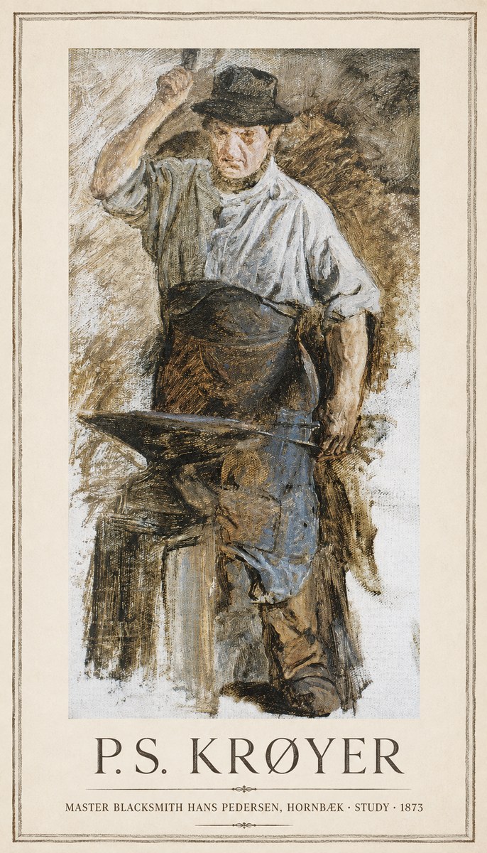 P.S. Krøyer Master Blacksmith Hans Pedersen, Hornbaek · Study · 1873 No1 - Poster