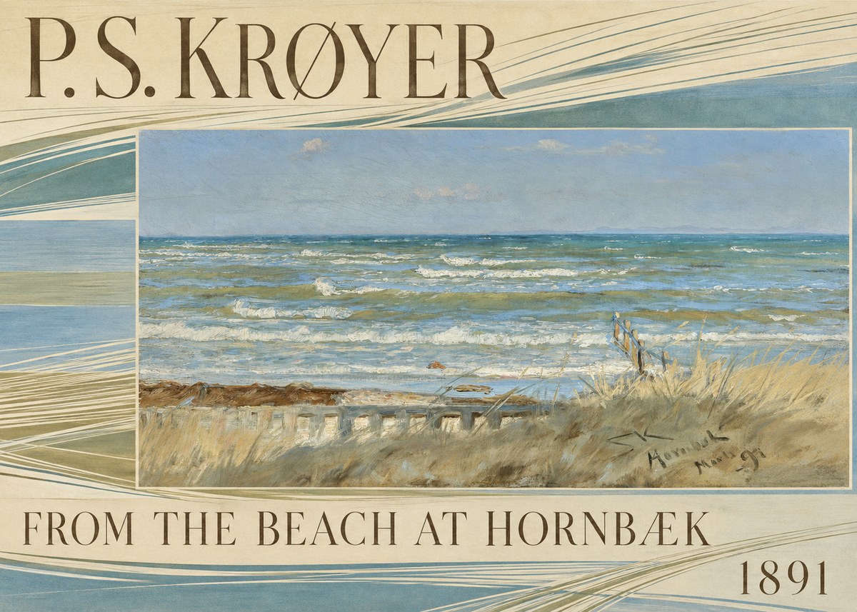 P.S. Krøyer From the Beach at Hornbæk · 1891 No6 - Poster