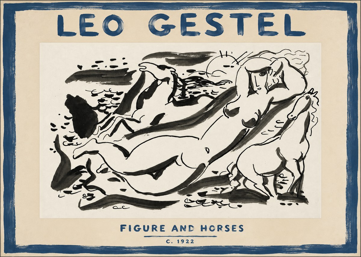 Leo Gestel Figure and Horses No5 - Poster