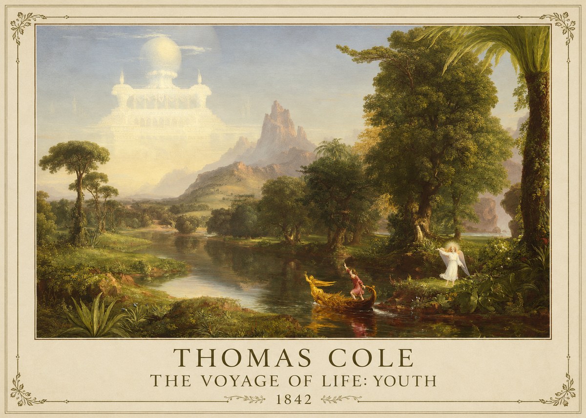 Thomas Cole The Voyage of Life: Youth I No1 - Poster
