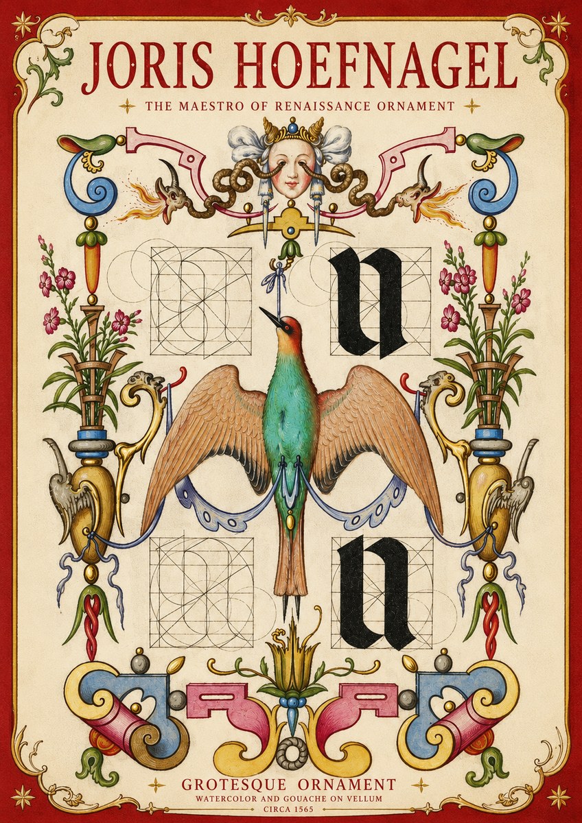Joris Hoefnagel Grotesque Ornament No4 - Poster