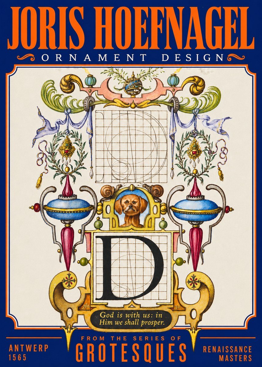 Joris Hoefnagel Illuminated Initial 'D' No3 - Poster