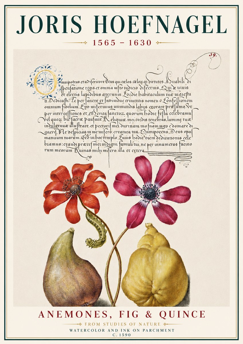 Joris Hoefnagel Flowers and Fruits No4 - Poster