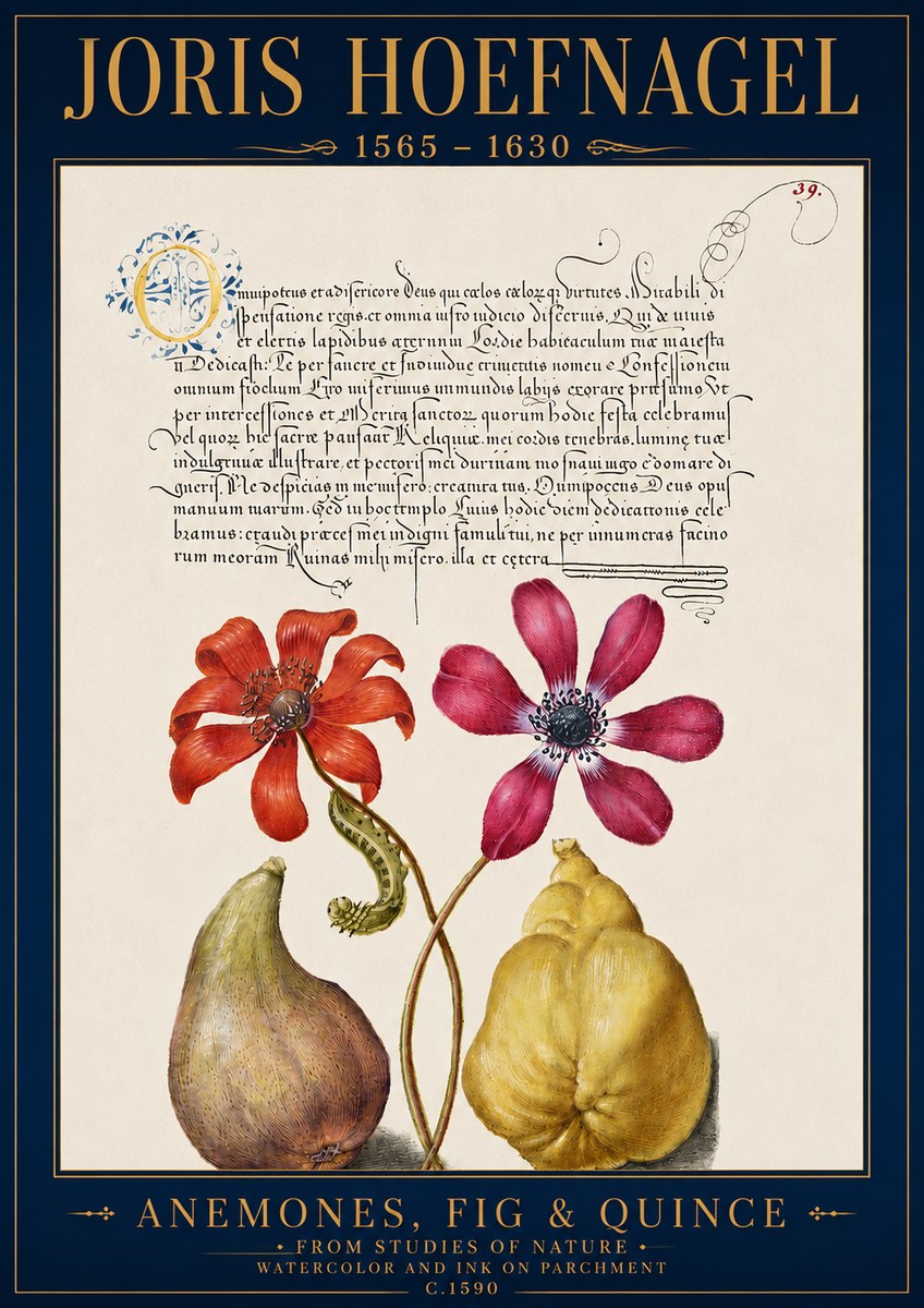 Joris Hoefnagel Flowers and Fruits No5 - Poster