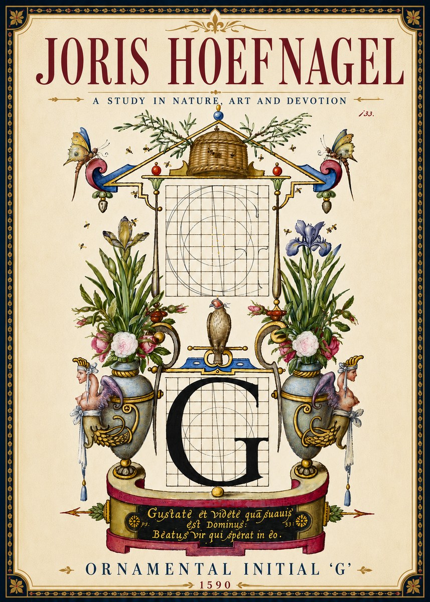 Joris Hoefnagel Ornamental Initial 'G' No6 - Poster