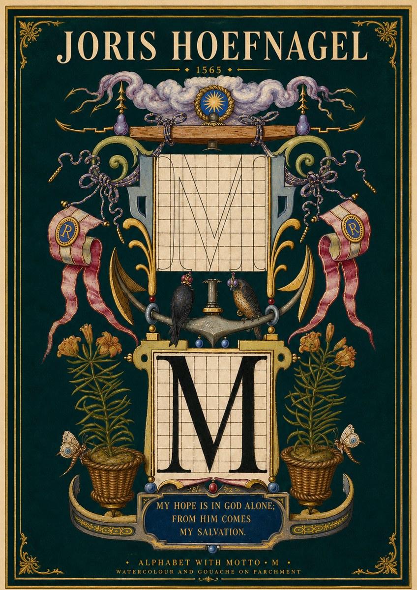 Joris Hoefnagel Alphabet with Motto • M • No4 - Poster