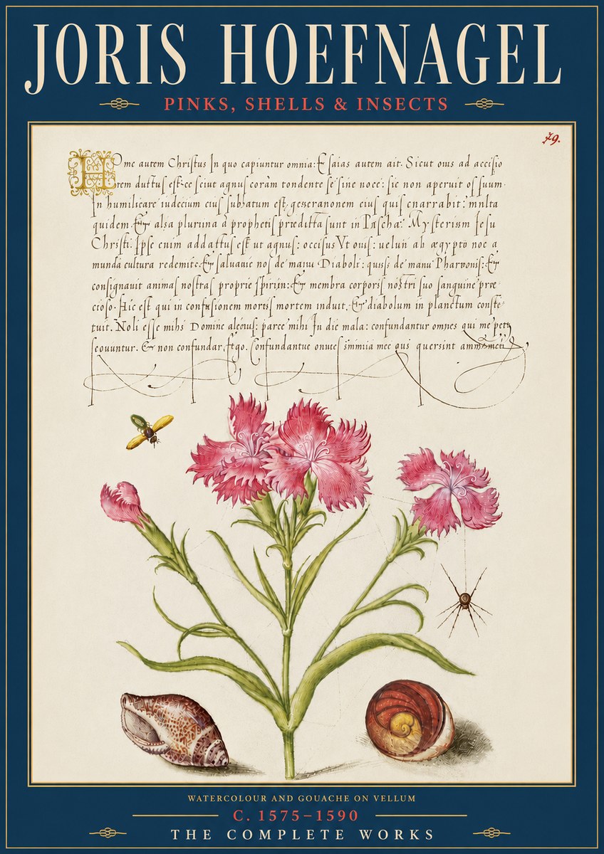 Joris Hoefnagel Pinks, Shells & Insects No5 - Poster