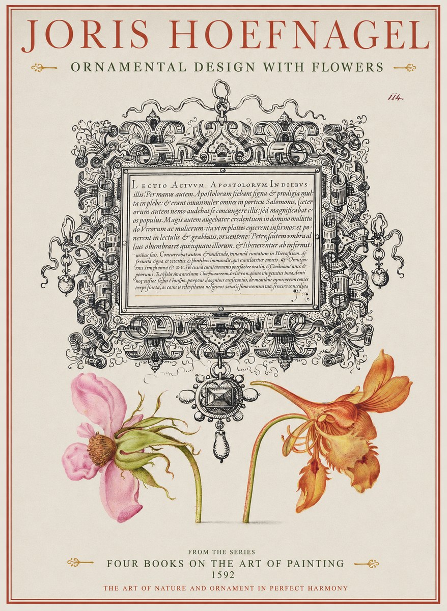 Joris Hoefnagel Ornament and Botanical Study No2 - Poster