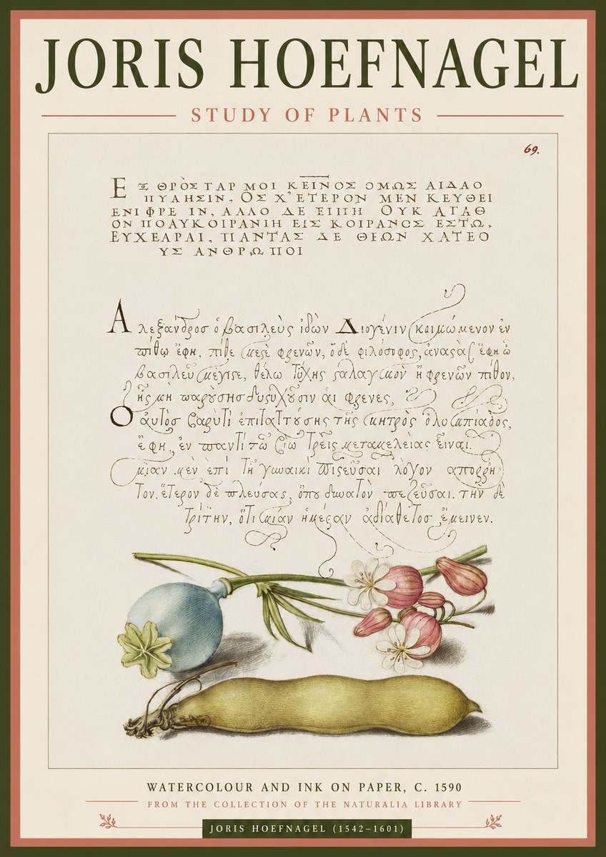Joris Hoefnagel Study of Plants I No3 - Poster