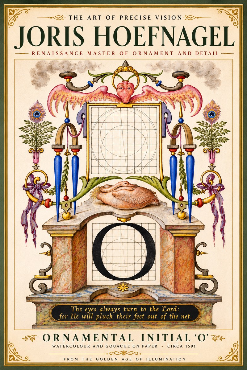 Joris Hoefnagel Ornamental Initial 'O' No5 - Poster