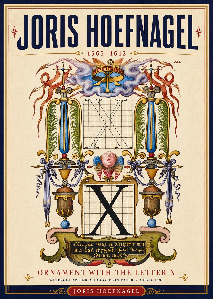 Joris Hoefnagel Ornament with the Letter X No4 - Poster