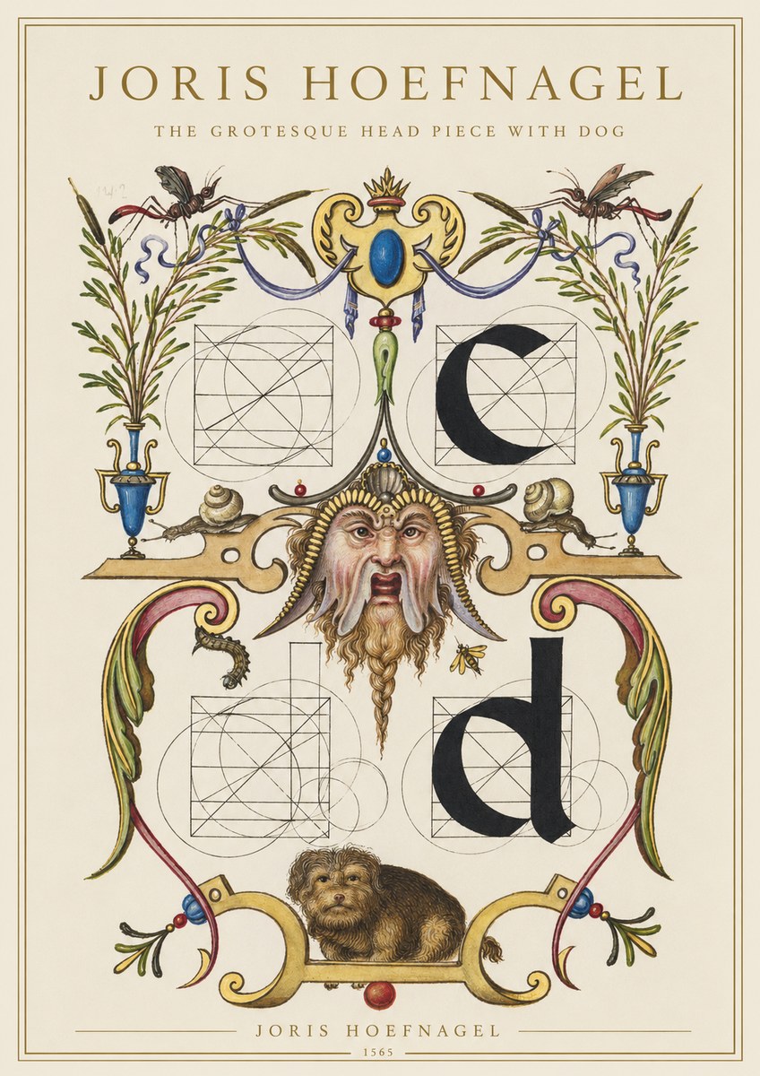 Joris Hoefnagel The Grotesque Head Piece with Dog No1 - Poster