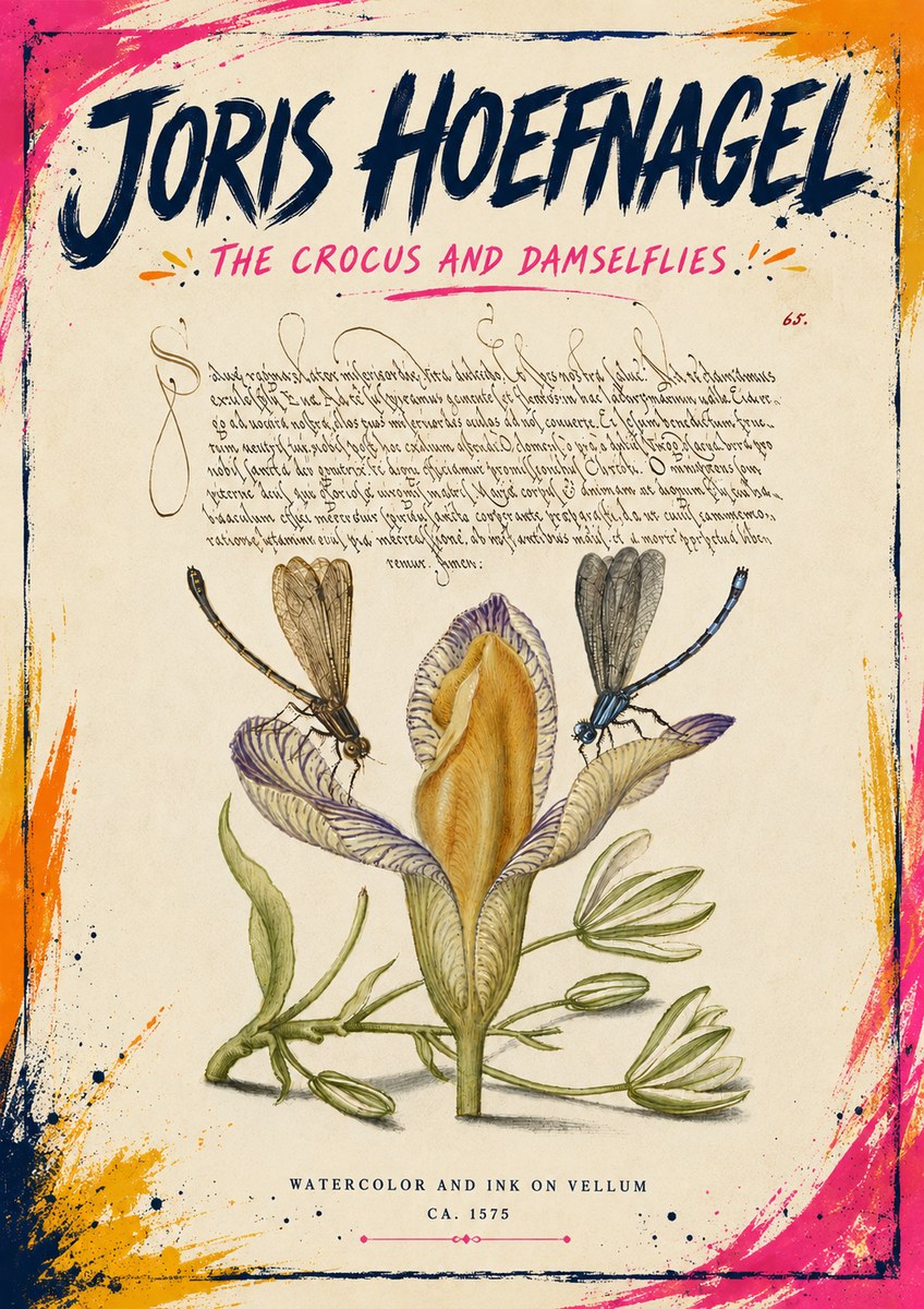 Joris Hoefnagel The Crocus and Damselflies No6 - Poster