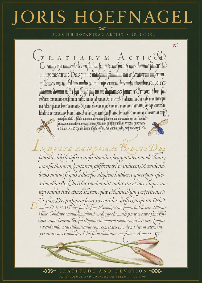 Joris Hoefnagel Thanksgiving to God • Institute for Botanical Studies No3 - Poster