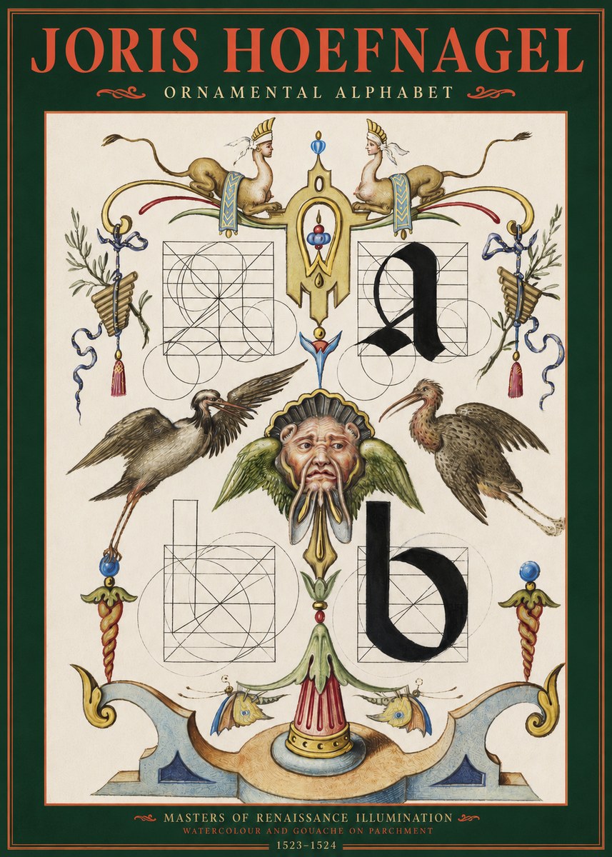 Joris Hoefnagel Ornamental Alphabet No2 - Poster