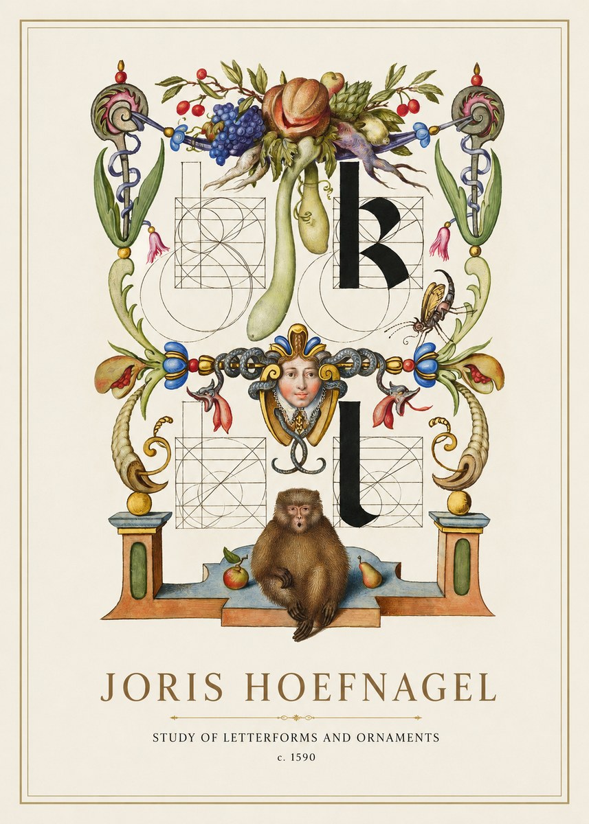 Joris Hoefnagel Study of Letterforms and Ornaments No1 - Poster