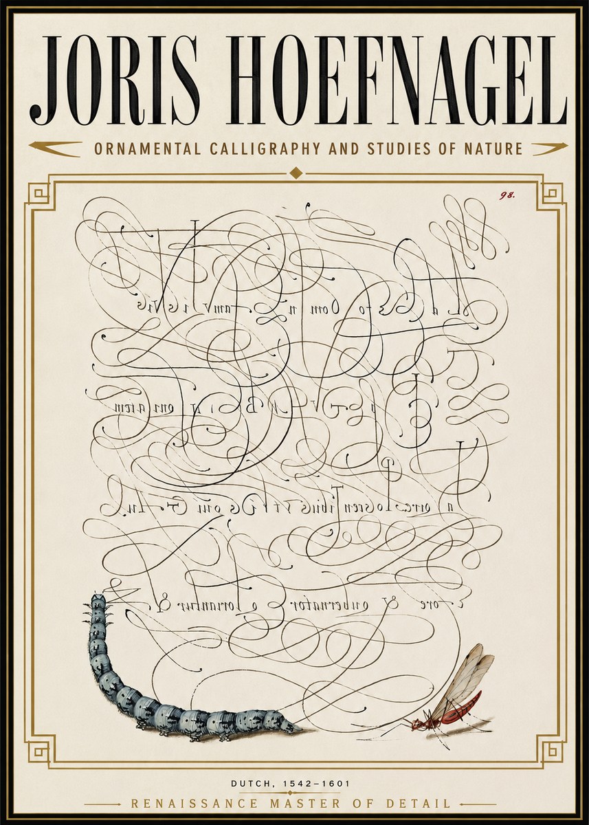 Joris Hoefnagel Ornamental Calligraphy and Studies of Nature No6 - Poster