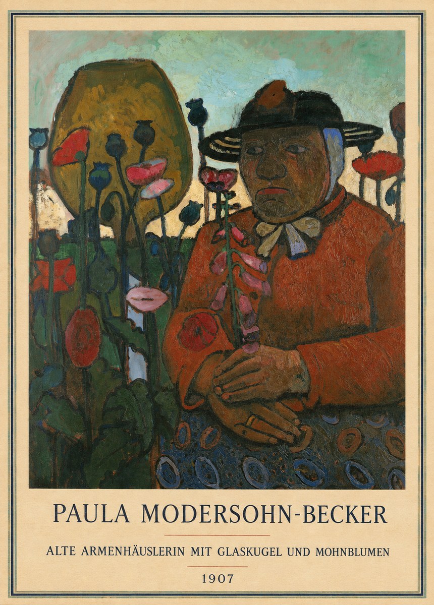 Paula Modersohn-Becker Alte Armenhäuslerin Mit Glaskugel Und Mohnblumen No3 - Poster