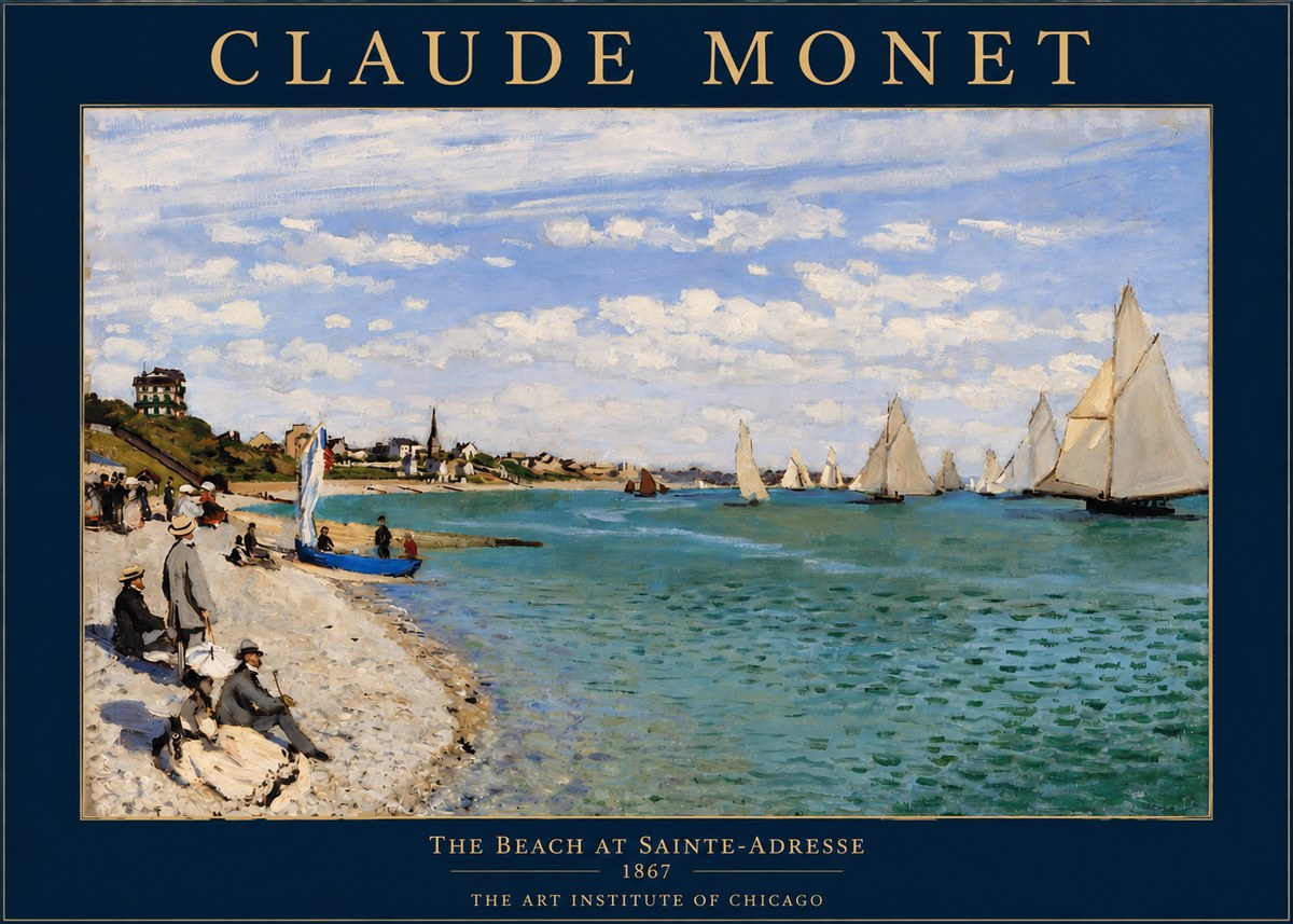 Monet The Beach at Sainte-adresse IV No2 - Poster