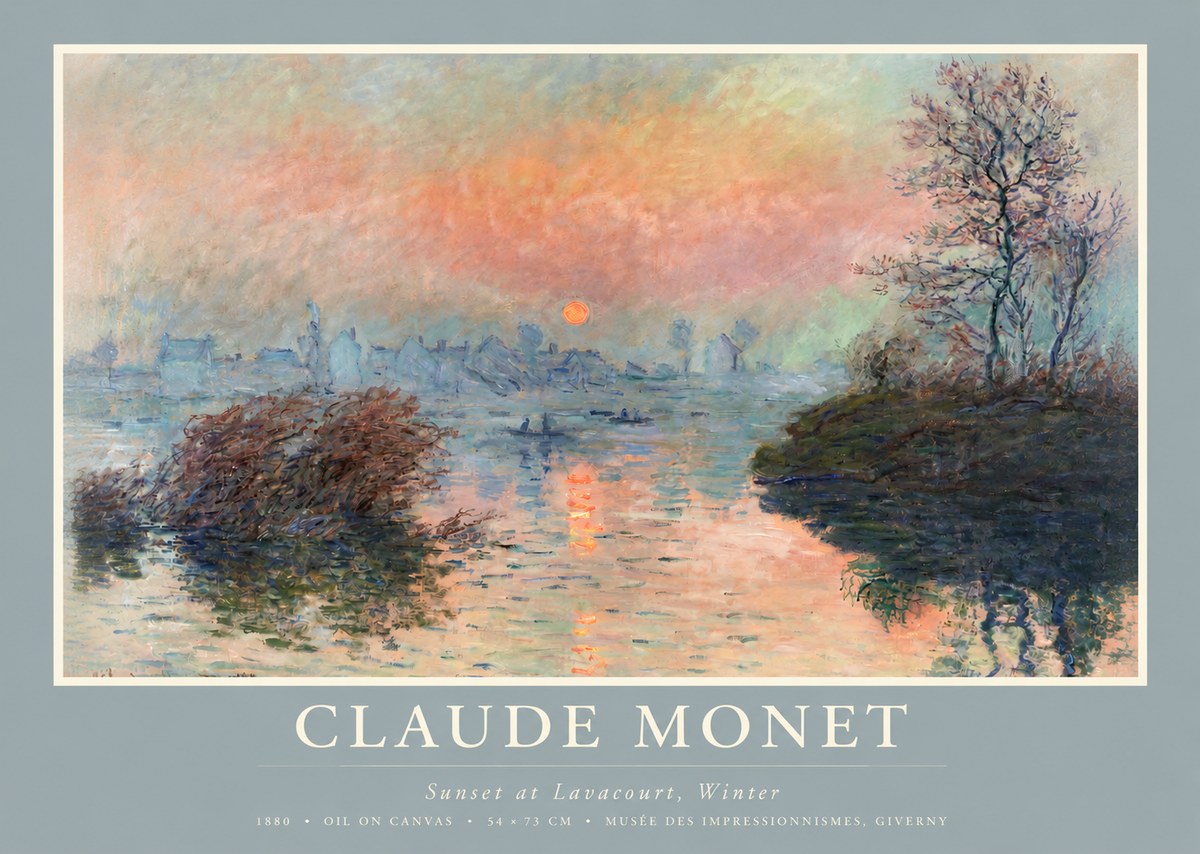 Monet Sunset at Lavacourt, Winter No2 - Poster