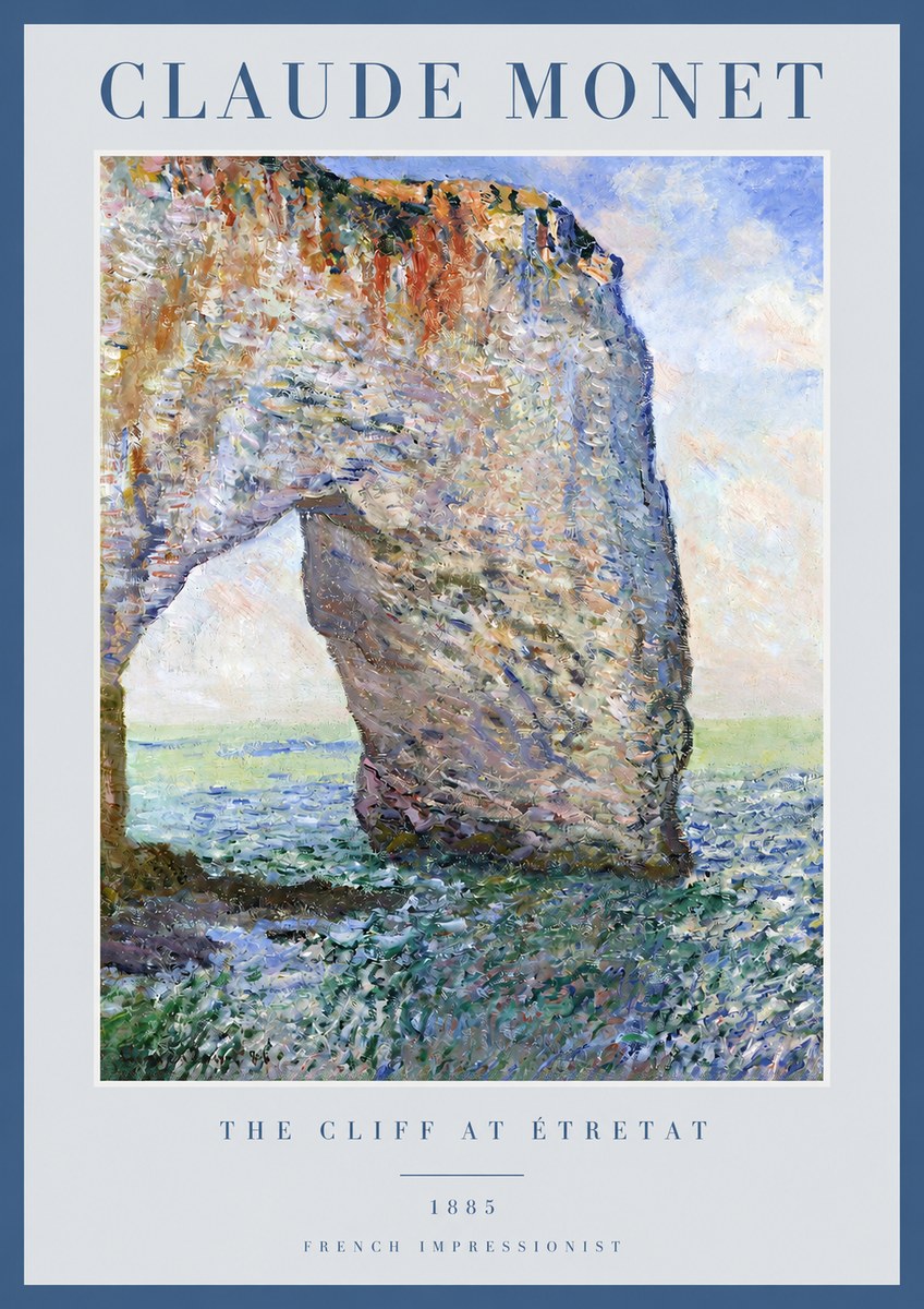 Monet The Cliff at Étretat No2 - Poster