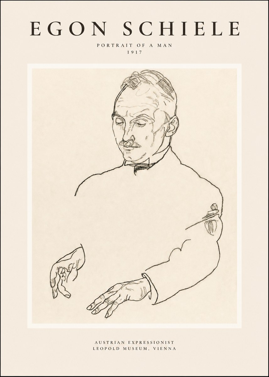Schiele Portrait of a Man No1 - Poster