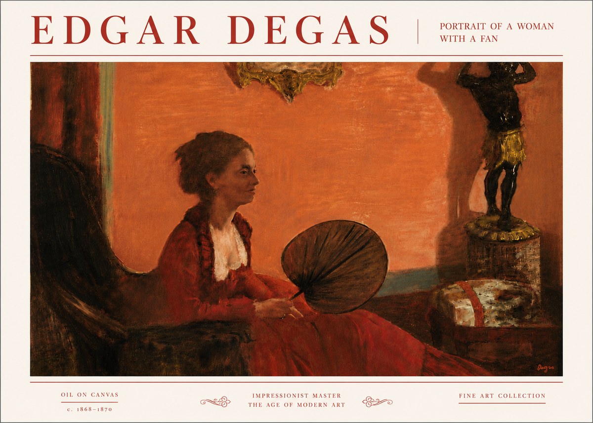 Edgar Degas Portrait of a Woman with a Fan No6 - Poster
