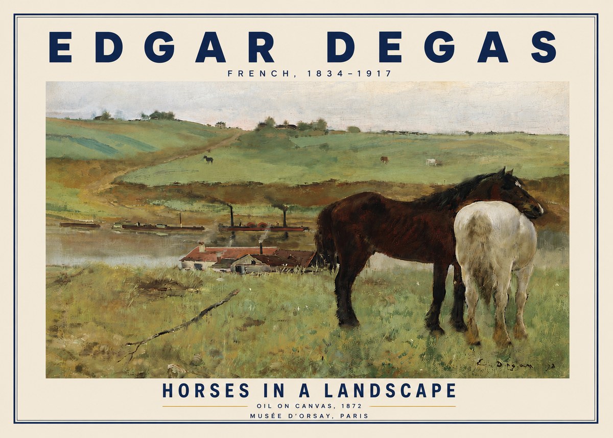 Edgar Degas Horses in a Landscape No4 - Poster