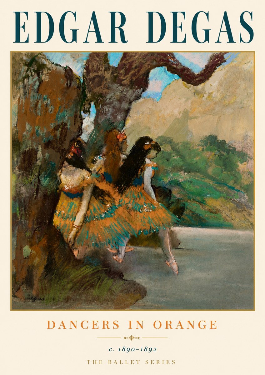 Edgar Degas Dancers in Orange No6 - Poster