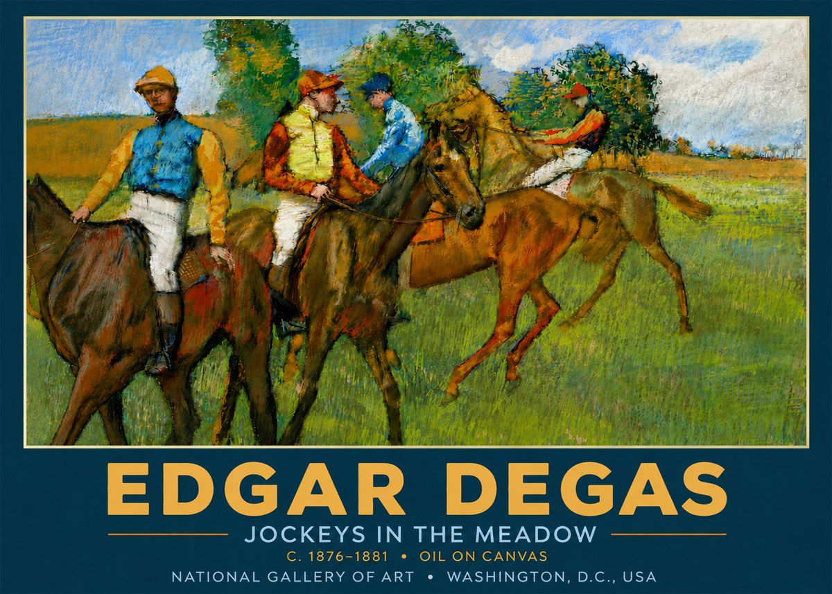 Edgar Degas Jockeys in the Meadow No5 - Poster