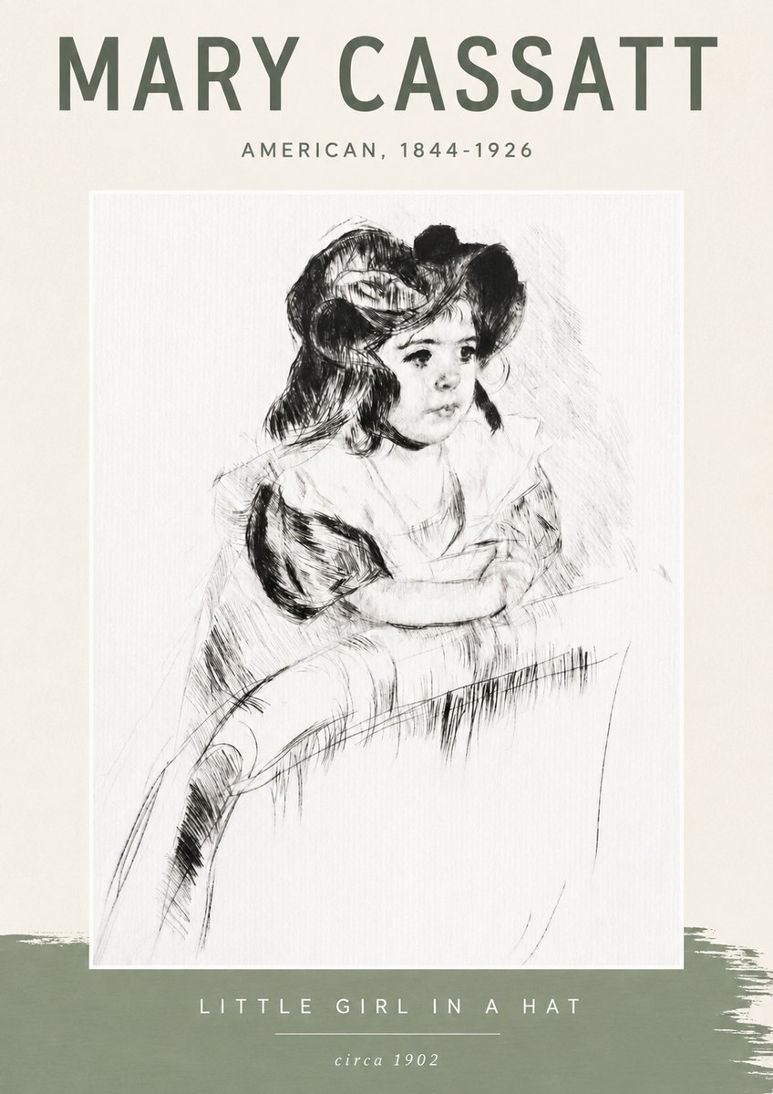 Mary Cassatt Little Girl in a Hat No6 - Poster