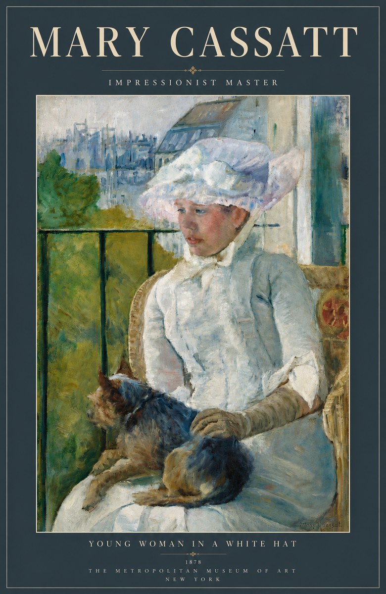 Mary Cassatt Young Woman in a White Hat No4 - Poster