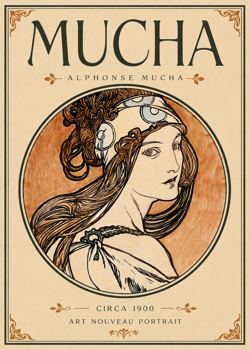 Mucha Art Nouveau Portrait I No6 - Poster
