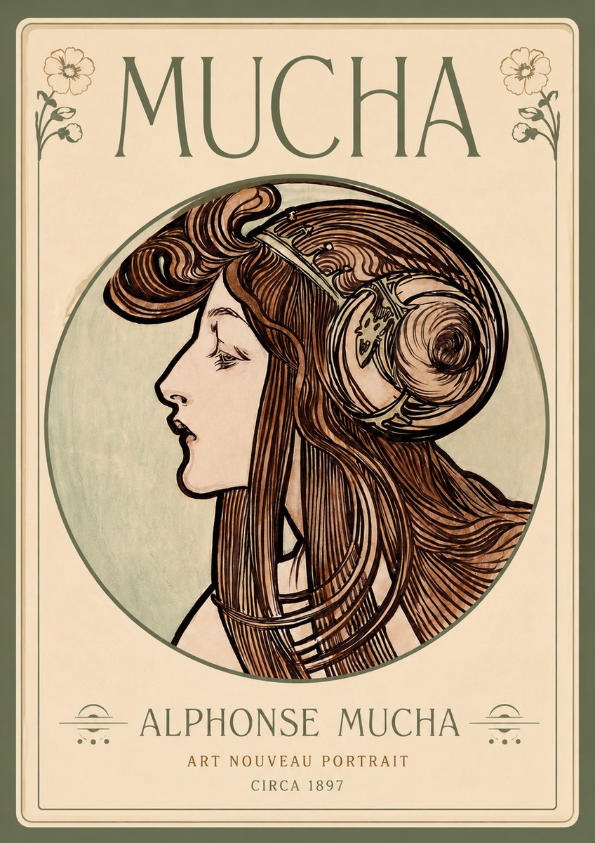 Mucha Art Nouveau Portrait II No4 - Poster